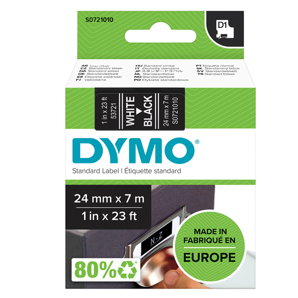  Nastro D1 standard 537210 - 24 mm x 7 mt - PL - bianco/nero - Dymo 