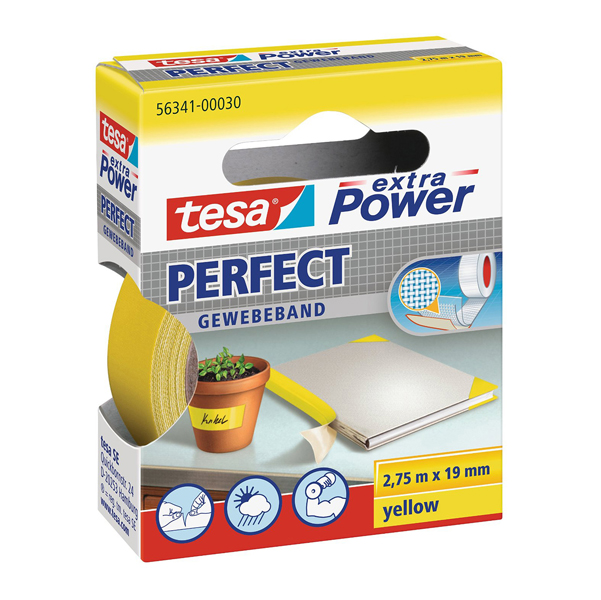  Nastro adesivo telato XP Perfect - 19 mm x 2,7 m - tela plastificata - giallo - Tesa 