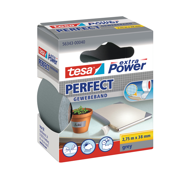  Nastro adesivo telato XP Perfect - 38 mm x 2,7 m - tela plastificata - grigio - Tesa 