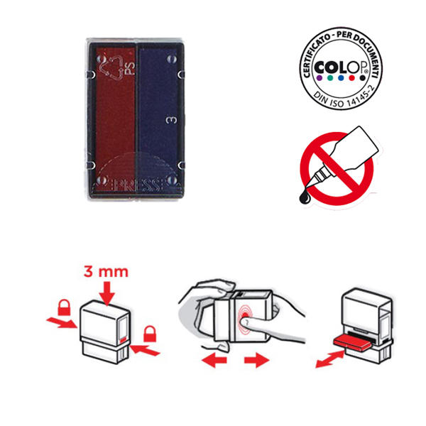  Tampone di ricambio E/10/2 - rosso/blu - Colop 