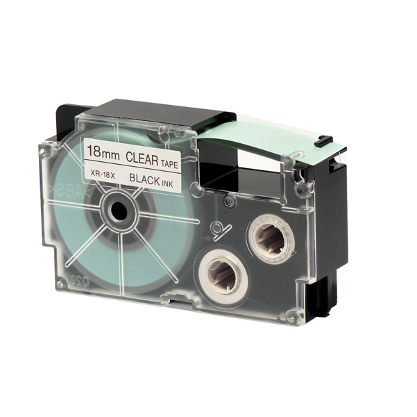  Nastro - 18 mm x 8 mt - nero/trasparente - Casio 