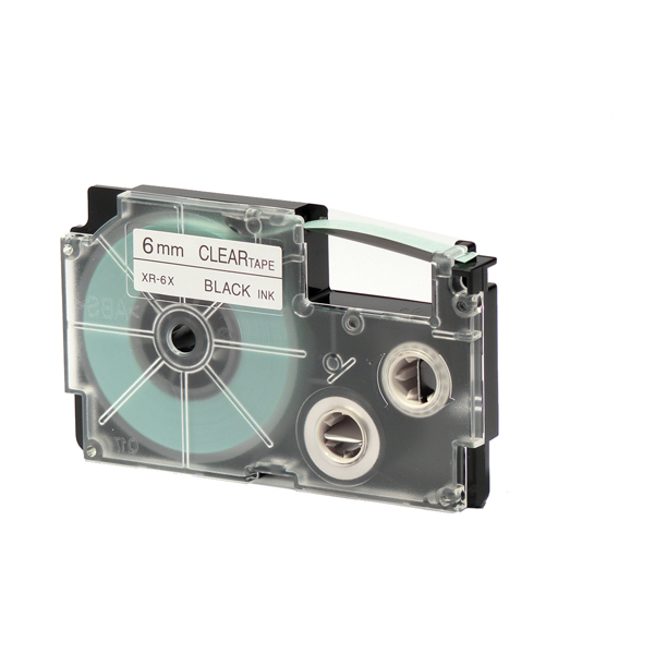 Nastro - 6 mm x 8 mt - nero/trasparente - Casio 