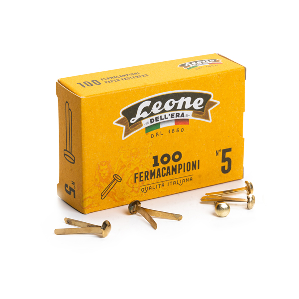  Fermacampioni ottonati - n. 5 - 2,5 cm - Leone - conf. 100 pezzi 