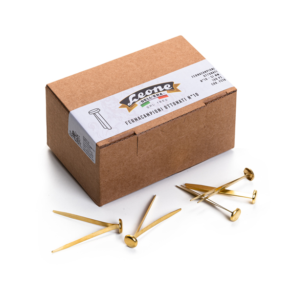  Fermacampioni ottonati - n. 10 - 5 cm - Leone - conf. 100 pezzi 