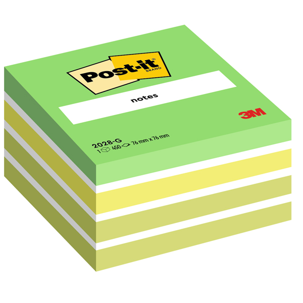  Blocco foglietti Cubo - 2028-G - 76 x 76 mm - 72 gr - colori assortiti - 450 fogli - Post-it 
