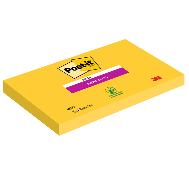  Blocco foglietti Post-it Super Sticky - 655-S - 76 x 127 mm - giallo oro - 90 fogli - Post-it 