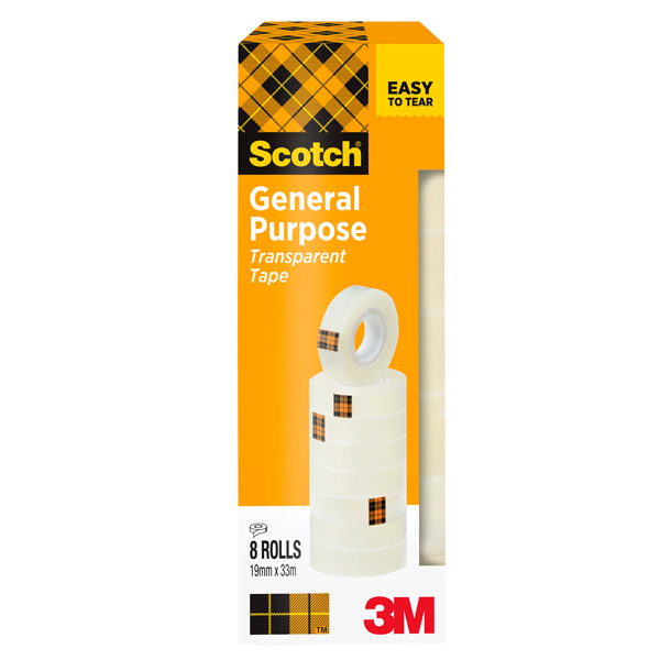  Nastro adesivo 508 - 19 mm x 33 m - PP - trasparente - Scotch - torre 8 rotoli 