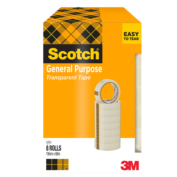  Nastro adesivo 508 - 19 mm x 66 m - PP - trasparente - Scotch - torre 8 rotoli 