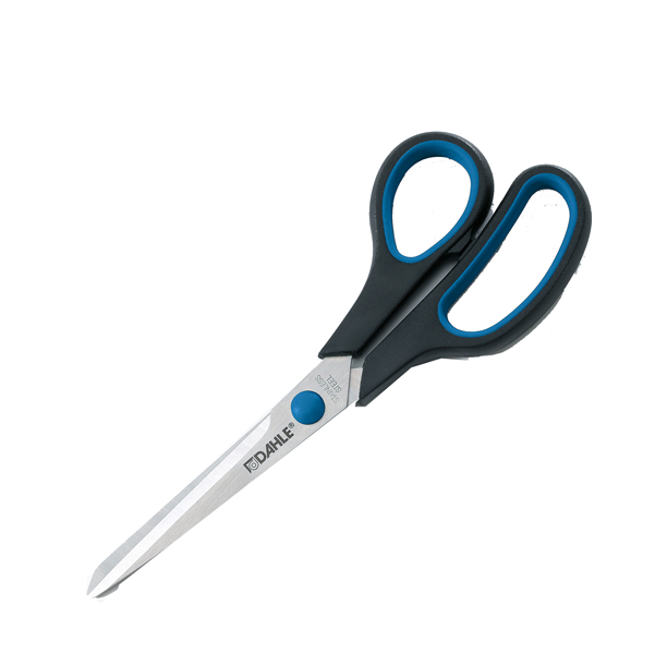  Forbici Comfort Grip - 20 cm - lama in acciaio inox - impugnatura asimmetrica - blu/grigio - Dahle 