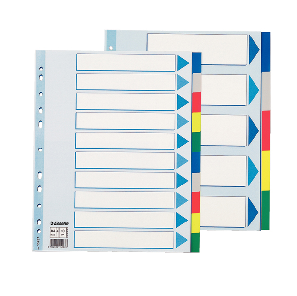 Separatore - 10 tasti colorati - PP - A4 maxi - 24,5x29,7 cm - multicolore - Esselte 