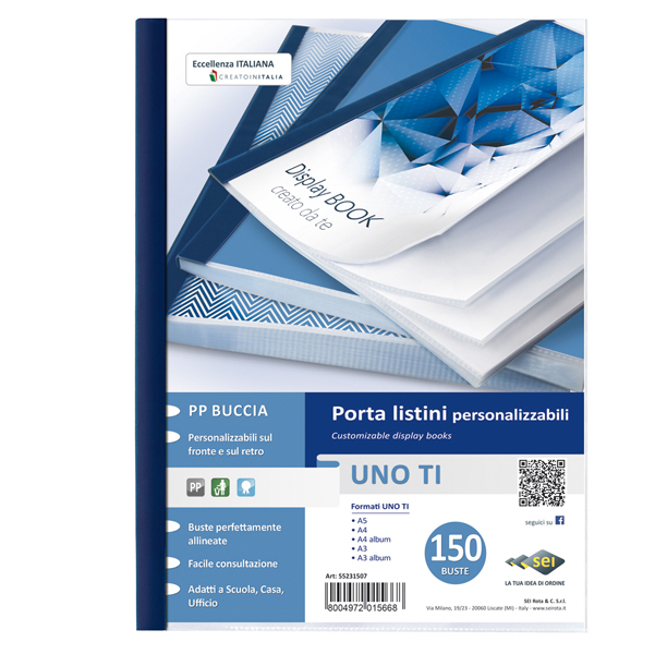  Portalistini personalizzabile Uno TI - 22x30 cm - 150 buste - blu - Sei Rota 