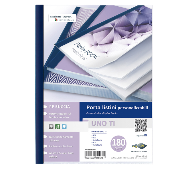  Portalistini personalizzabile Uno TI - 22x30 cm - 180 buste - blu - Sei Rota 