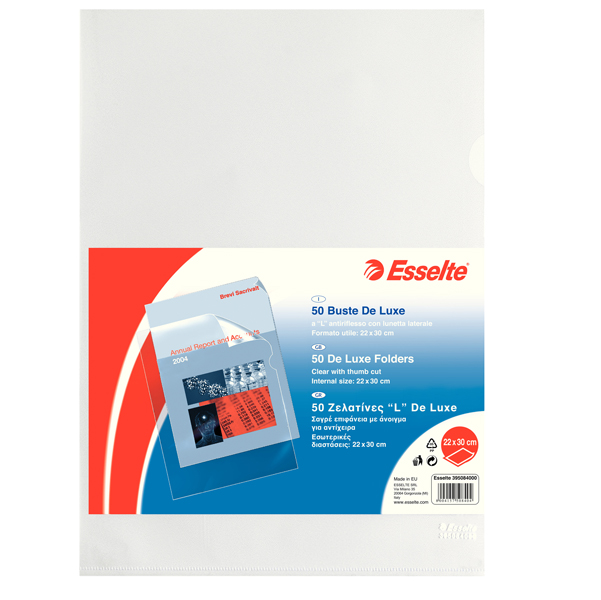  Cartellina a L De Luxe - A4 - PP - buccia medio - Esselte - conf. 50 pezzi 