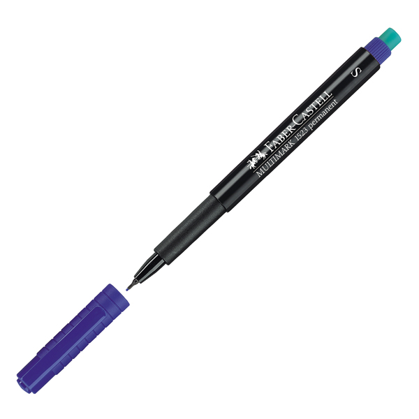  Pennarello Multimark universale permanente con gomma - punta superfine 0,4mm - blu - Faber-Castell 