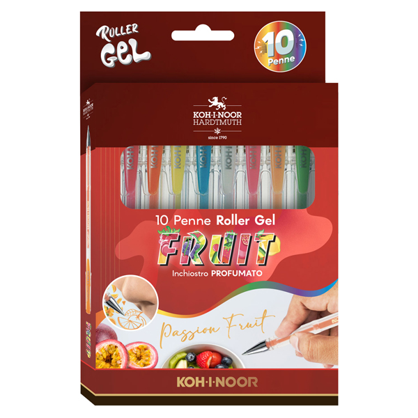  Roller gel colorati - colori fruit - Koh.I.Noor - astuccio 10 roller 