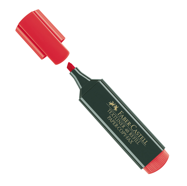  Evidenziatore Textliner 48 - punta di 3 differenti larghezze: 5,0-3,0-1,0mm - rosso - Faber-Castell 