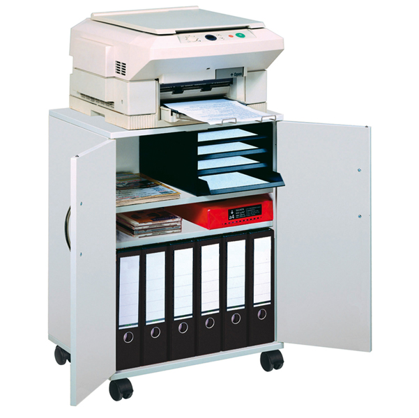  Mobiletto Multifunzione 74/53 - con ante alte e ruote - 4 ripiani - 52,8 x 40 x 73,7 cm - grigio - Durable 