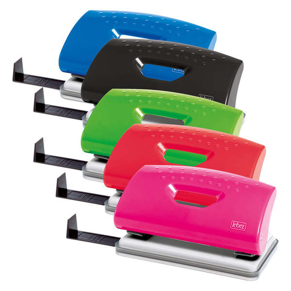  Perforatore 1260 - max 10 fogli - 2 fori - passo 8 cm - colori assortiti - Lebez 