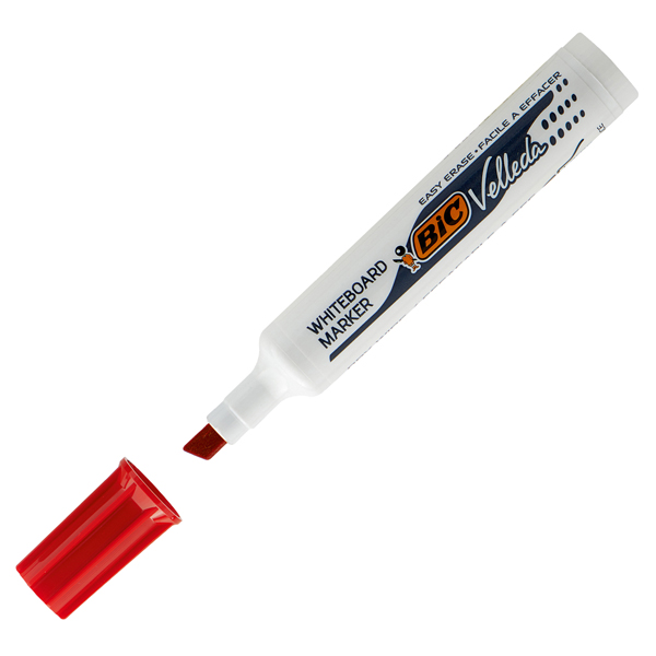  Pennarello Whiteboard Marker Velleda 1791 - punta a scalpello da 3,3mm a 4,6mm - rosso - Bic 