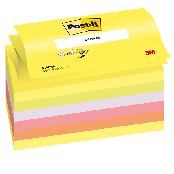  Blocco Post-it Super Sticky Z Notes - R350NR - 76 x 127 mm - assortiti neon - 100 fogli - Post-it 