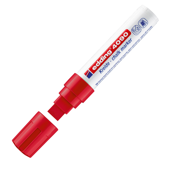  Marcatore a gesso liquido 4090 - punta scalpello - da 4 a 15mm - rosso - Edding 