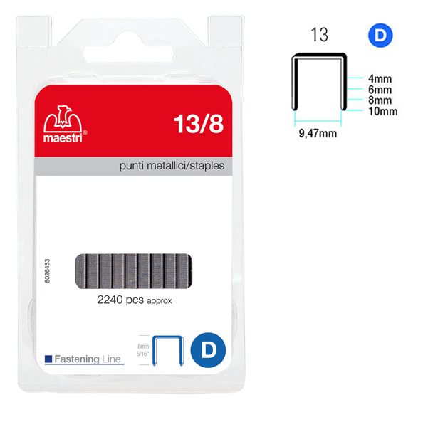  Punti zincati - 13/8 - 8 mm - metallo - Romeo Maestri - conf. 2240 pezzi 