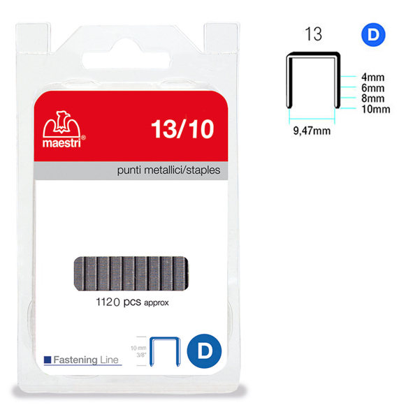 Punti zincati - 13/10 - 10 mm - metallo - Romeo Maestri - conf. 1120 pezzi 