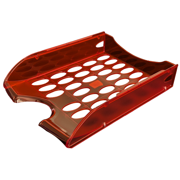  Vaschetta portacorrispondenza forata E040 - 26 x 34,5 x 6,5 cm - rosso trasparente - Fellowes 