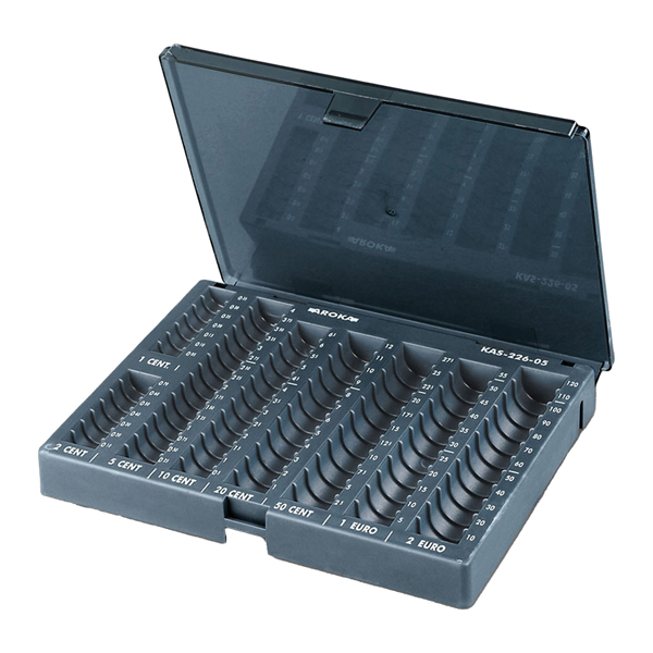  Vaschetta portamonete Aroka con coperchio - 23 x 19 x 7 cm - grigio - Metalplus 