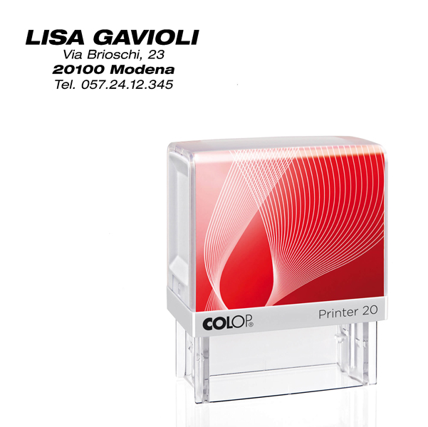  Timbro Printer 20 - 14 x 38 mm - 4 righe - autoinchiostrante - nero - Colop 