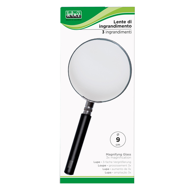  Lente di ingrandimento 1124 - diametro 9 cm - nero - Lebez 