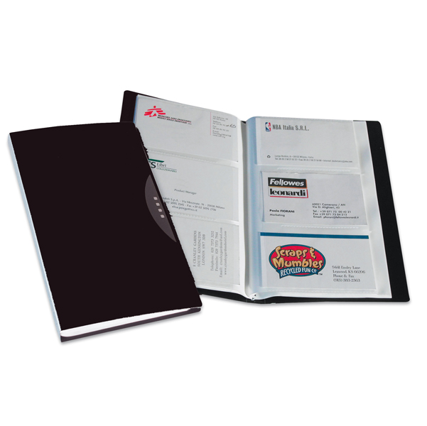  Portabiglietti da visita Office Suites - 120 tasche - con custodia - 11,4x19,2 cm - nero - Fellowes 