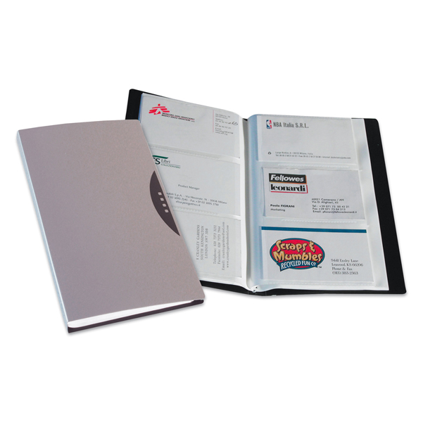  Portabiglietti da visita Office Suites - 120 tasche - con custodia - 11,4x19,2 cm - silver - Fellowes 