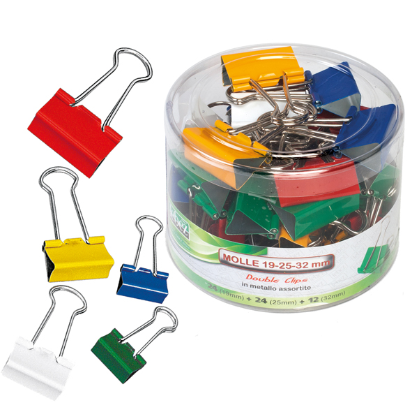  Molle Double Clips - misure e colori assortiti - metallo - Lebez - conf. 60 pezzi 