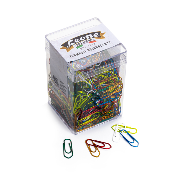  Fermagli metallizzati - n. 2 - 2,6 cm - colori assortiti - Leone - conf. 500 pezzi 