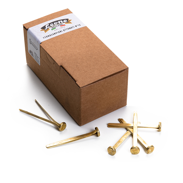  Fermacampioni ottonati - n. 12 - 7 cm - Leone - conf. 100 pezzi 