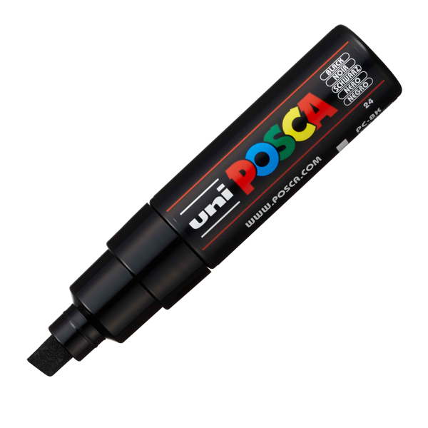  Marcatore a base d'acqua Uni Posca PC8K - punta large a scalpello 8,0mm - nero - Uni Mitsubishi 