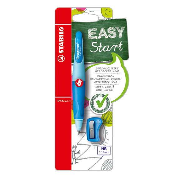  Portamine Easyergo - 3,15mm - per destrosi + affilamine - azzurro - Stabilo 