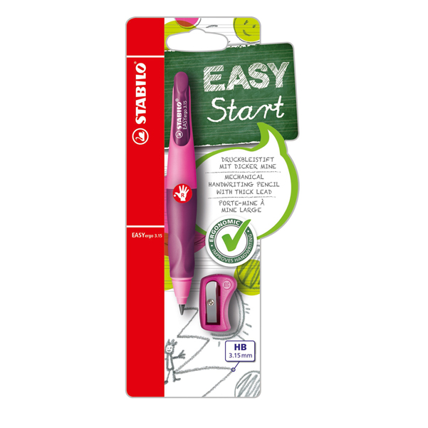  Portamine Easyergo - 3,15mm - per destrosi + affilamine - rosa - Stabilo 