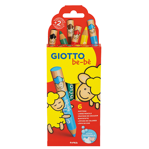  Supermatitoni - diametro mina 7 mm - lavabili - colori assortiti - con temperino - Giotto - astuccio 6 pezzi 