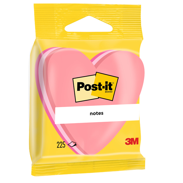  Blocco foglietti cuore - 2007-H - 70 x 70 mm - rosa neon/rosa ultra/rosa pastello - 225 fogli - Post-it 