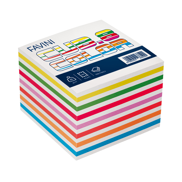  Foglietti Cubo - mix colori forti - 95 x 95mm - 80gr - 750 fogli - Favini 