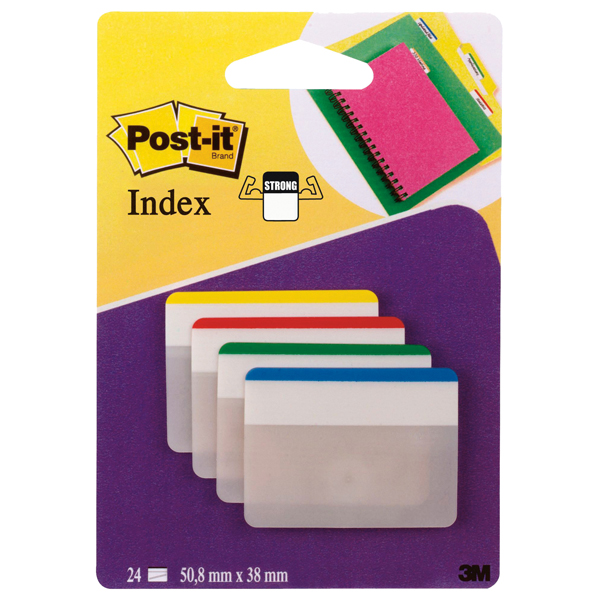  Segnapagina Post-it Index Strong - 686F-1 - per archivio - 50,8 x 38 mm - colori classici - Post-it - conf. 24 pezzi 