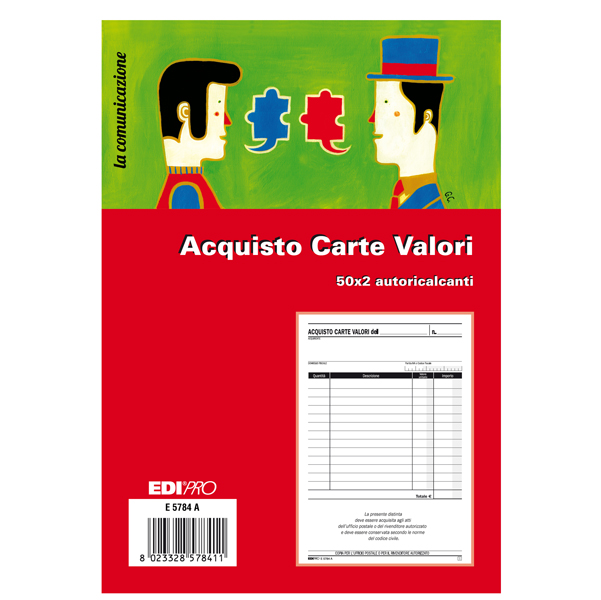  Blocco acquisto valori bollati - 50/50 fogli autoricalcanti - 23 x 15cm - Edipro 