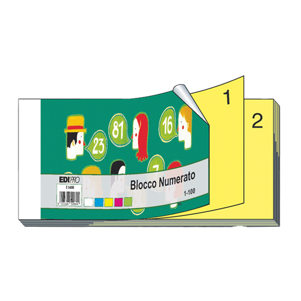  Blocco numerato 1/100 - matrice+figlia - monocolore - 13 x 6 cm - Edipro 
