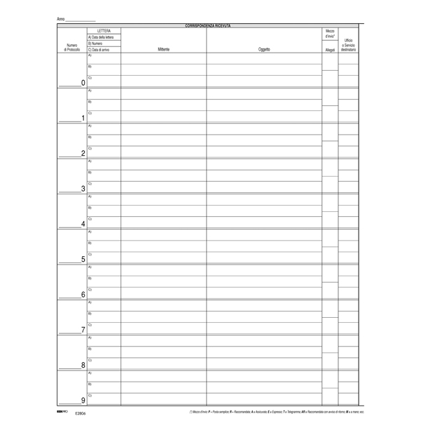  Registro corrispondenza arrivo/partenza - 31 x 24 cm - 50 fogli - Edipro 