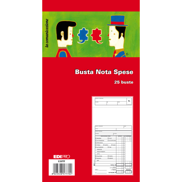  Blocco buste nota spese - 28 x 15cm - Edipro - conf. 25 buste 