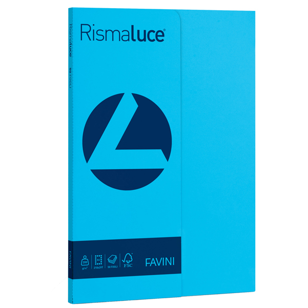  Carta Rismaluce Small - A4 - 200 gr - azzurro 55 - Favini - conf. 50 fogli 