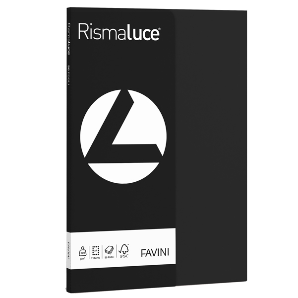  Carta Rismaluce Small - A4 - 200 gr - nero 63 - Favini - conf. 50 fogli 
