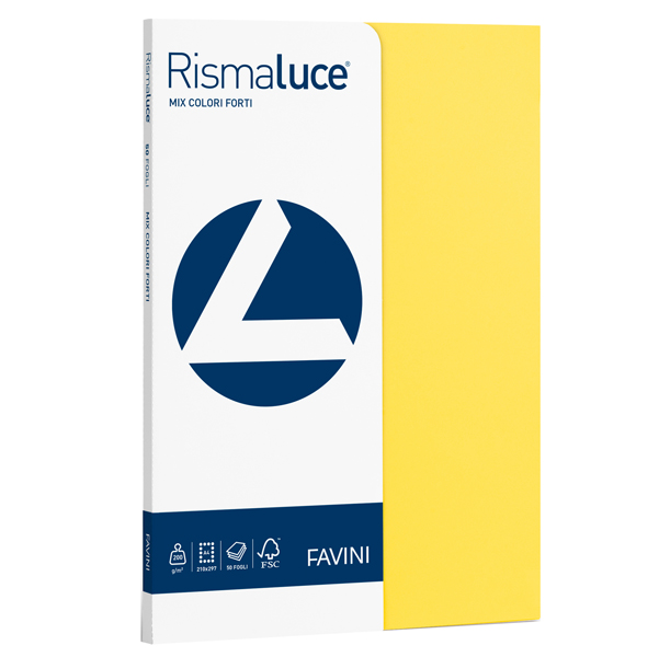  Carta Rismaluce Small - A4 - 200 gr - mix 5 colori - Favini - conf. 50 fogli 